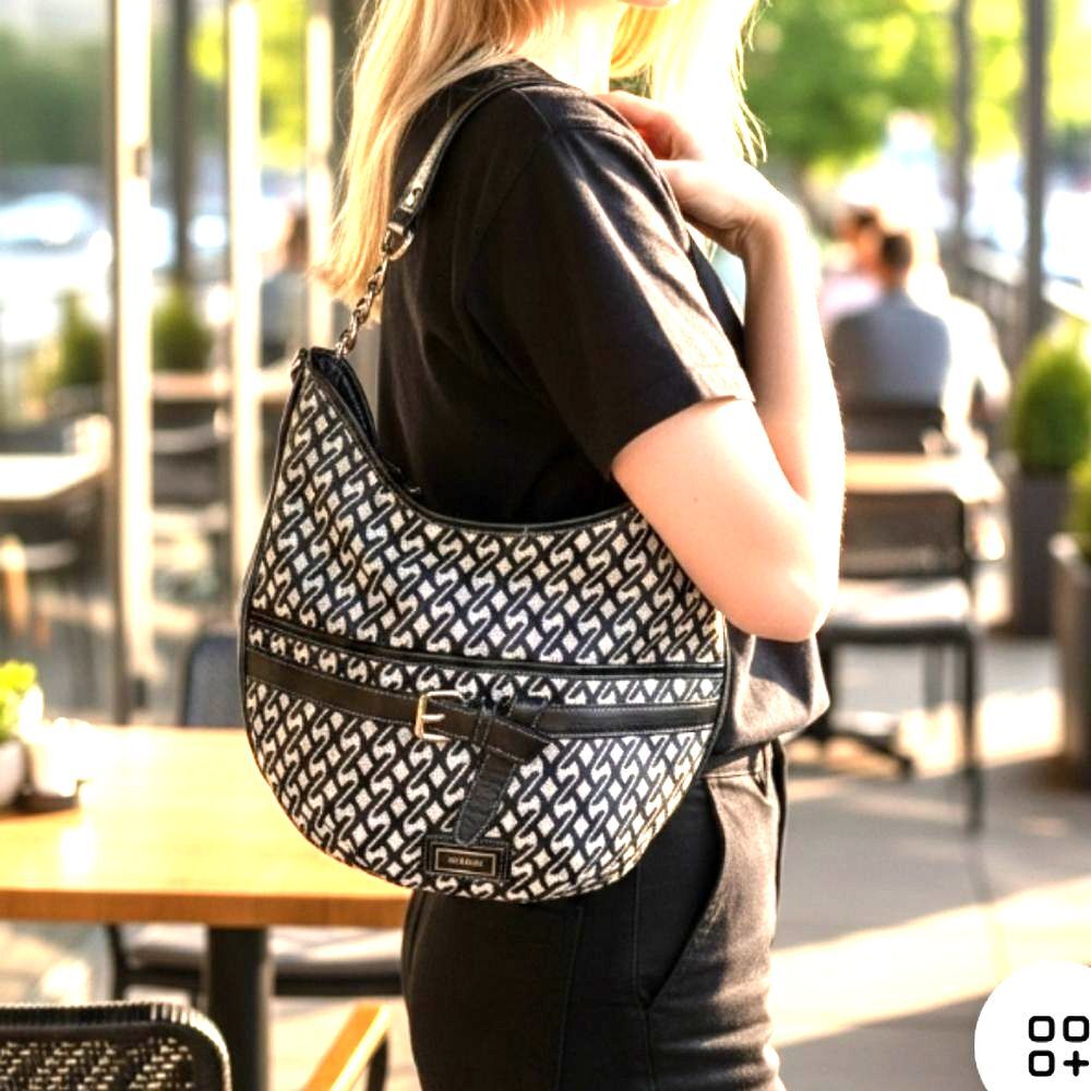 Hobo Nin West Stylish Black and White Monogram Purse Women's Bag